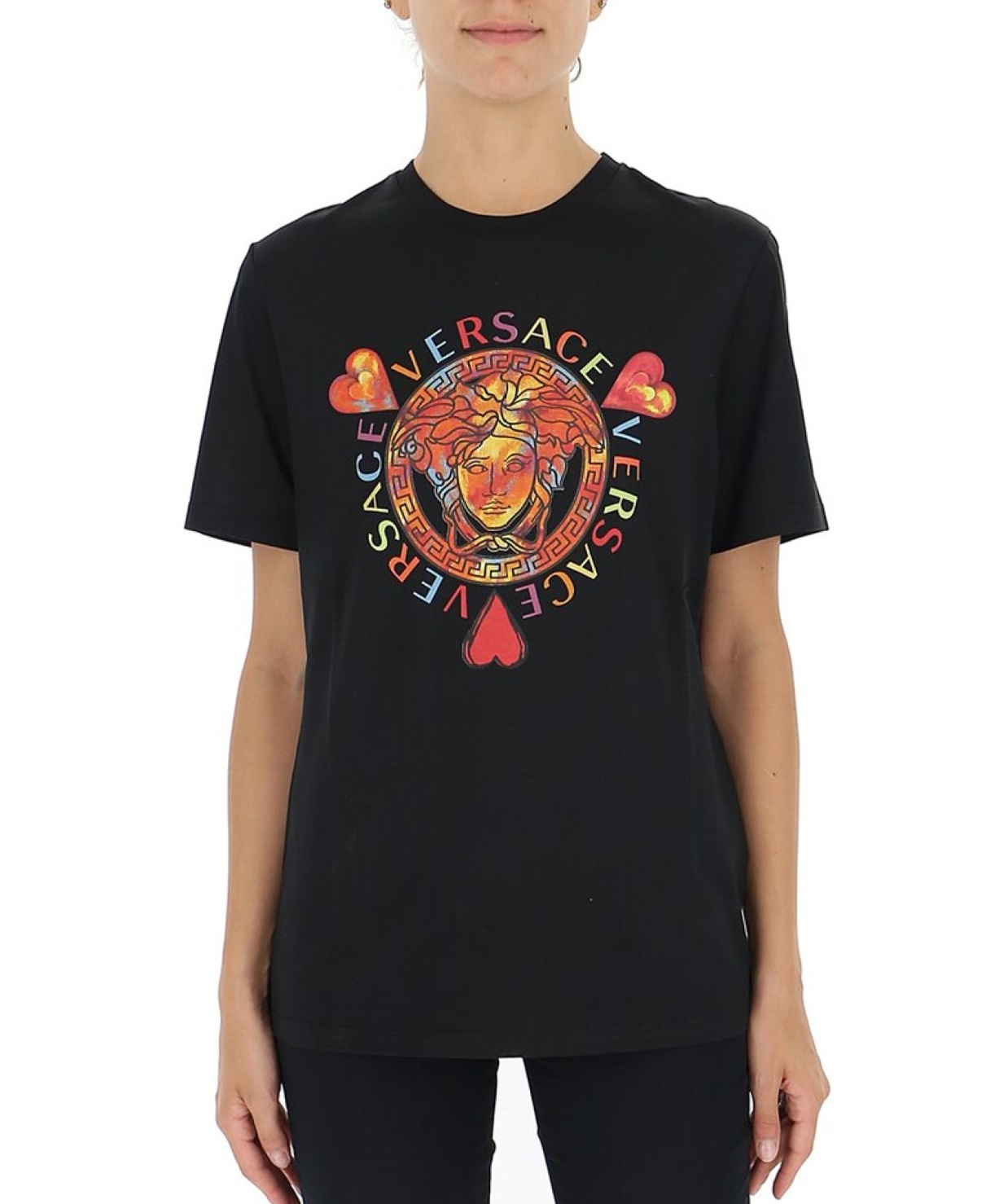 Versace Logo Printed T-shirt In Black