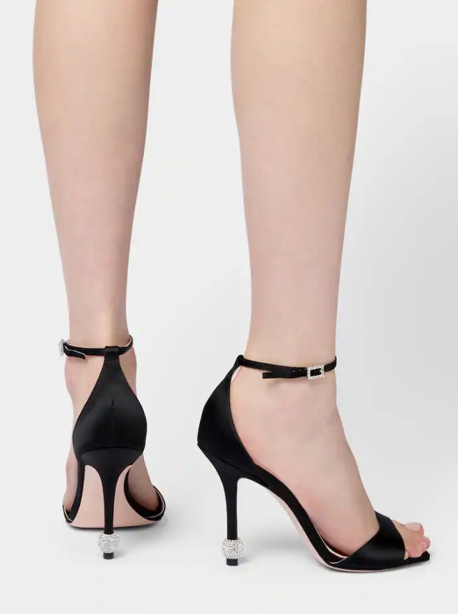Roger Vivier I Love Vivier Strass-detail Satin Sandals In Black