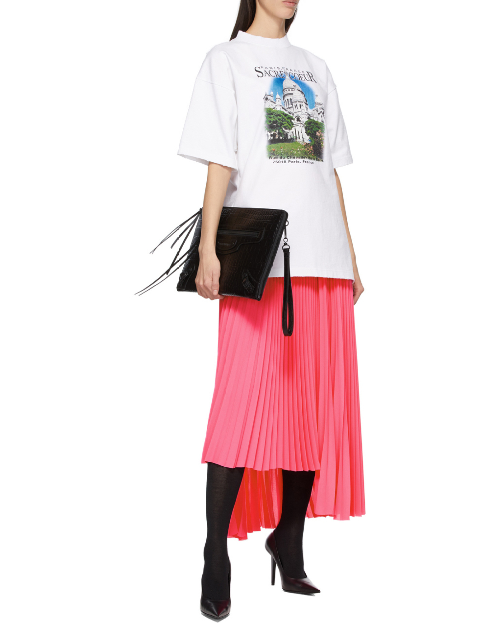 Balenciaga Imitation Crocodile Pattern Clutch In Black