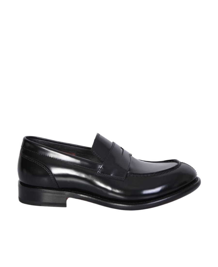 Santoni Leather Loafers In Black