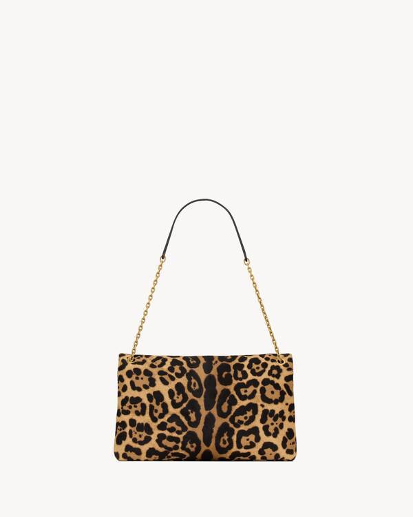 Saint Laurent Cassandre Large Pouch On Chain In Pony Hair Leather In Multi