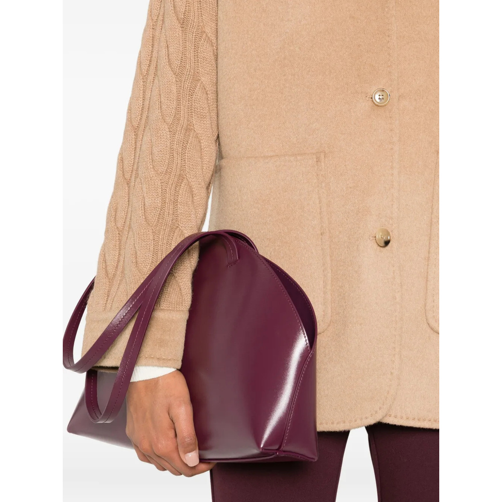 Max Mara Tacco Camel Hair Braided Coat With Knitted Sleeves In Brown