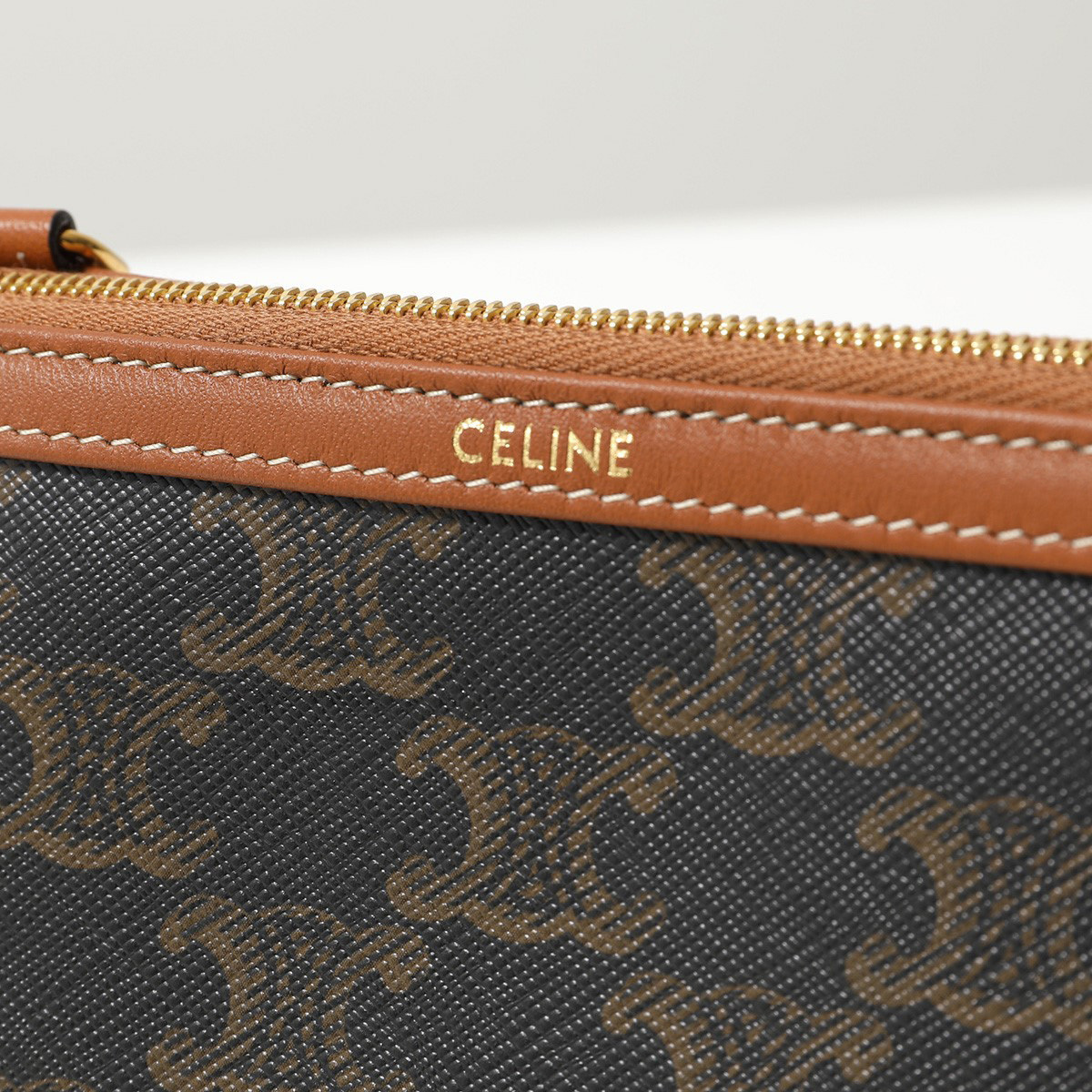 CELINE CLUTCH WITH CHAIN IN TRIOMPHE CANVAS AND LAMBSKIN