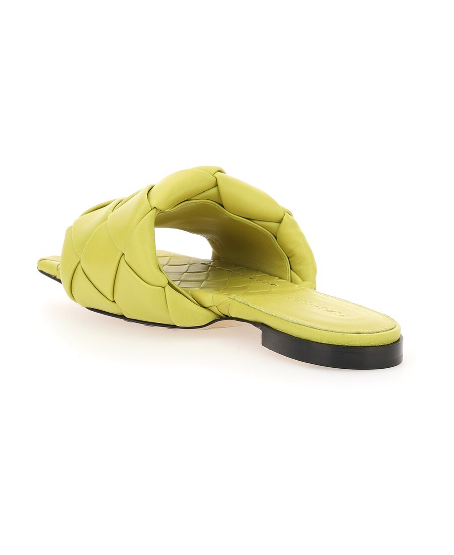 Bottega Veneta The Lido Flat Mules In Intrecciato Nappa Lambskin In Yellow