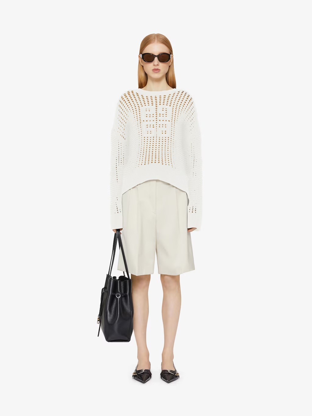 Givenchy 4g Sweater In Wool And Cashmere In White