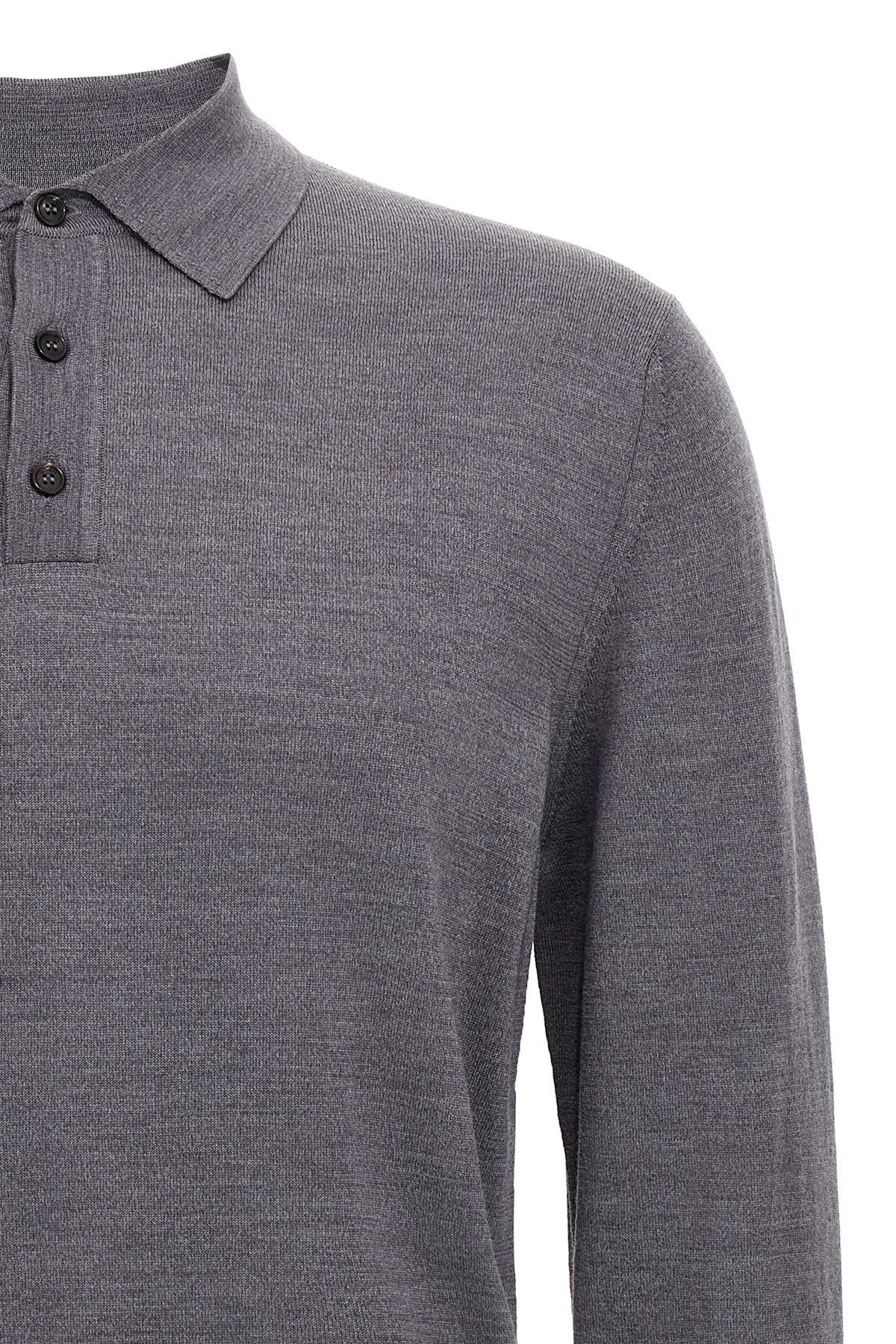 Zanone Virgin Wool Polo Shirt With Button Placket And Cuffed Sleeves