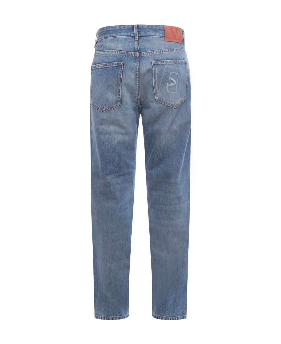 VALENTINO VALENTINO LOGO PATCH CROPPED JEANS