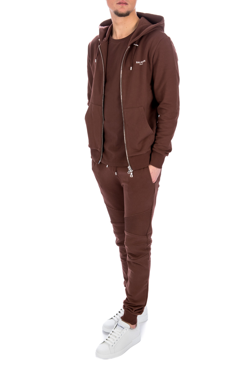 Shop Balmain Logo-print Drawstring Hoodie In Red