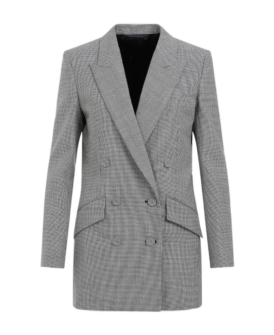 Givenchy Dogtooth-pattern Wool Blazer In Gray