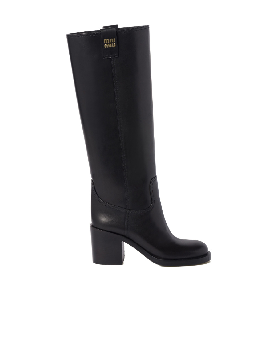 Miu Miu Black Leather Boots In Black