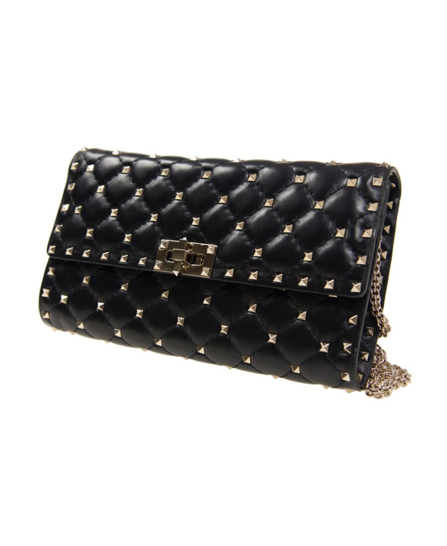 Valentino Rockstud Spike Shoulder Bag In Black