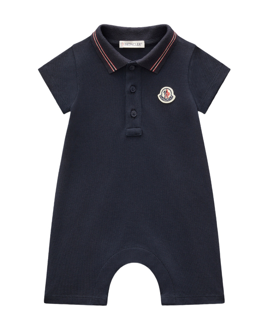 Moncler Logo Short-sleeved Jumpsuit In Midnight Blue
