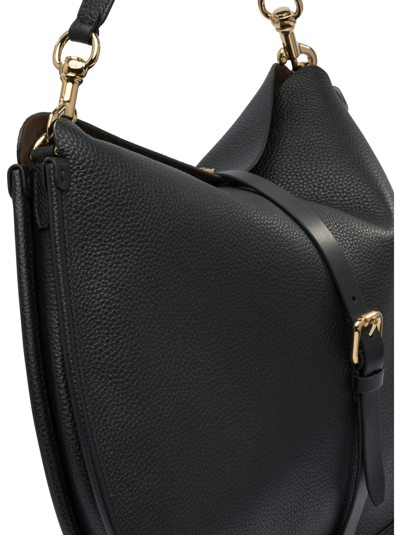Etro Buckle-fastening Extra-large Leather Shoulder Bag In Black