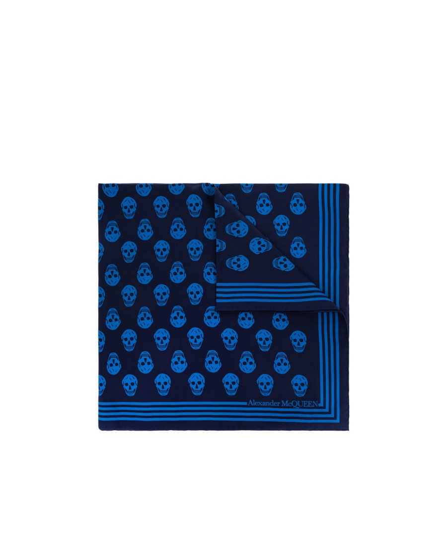 Alexander Mcqueen Skull-printed Striped Edge Scarf In Black