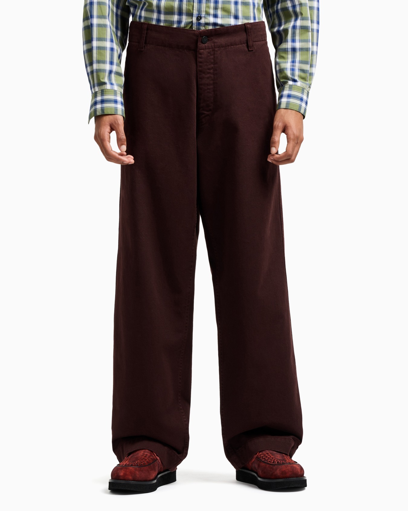 Emporio Armani New York Capsule Collection Drill Trousers In Brown