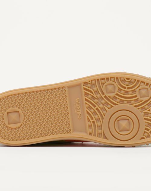 Shop Valentino Upvillage Low Top Trainer In Crust Leather And Nylon In Green