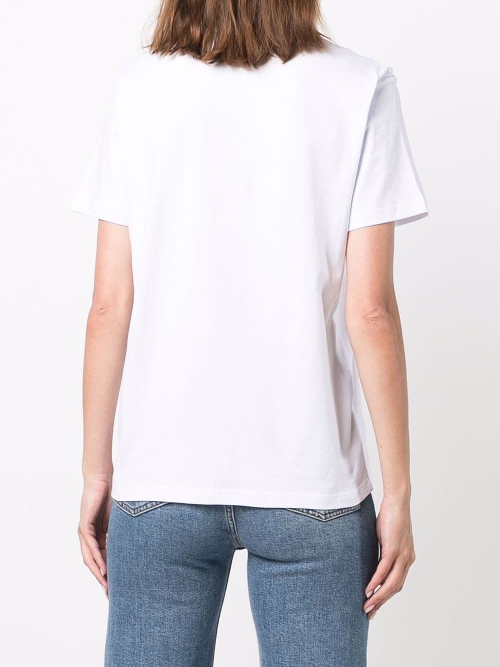 Msgm Round Neck Short Sleeves Straight Hem In White