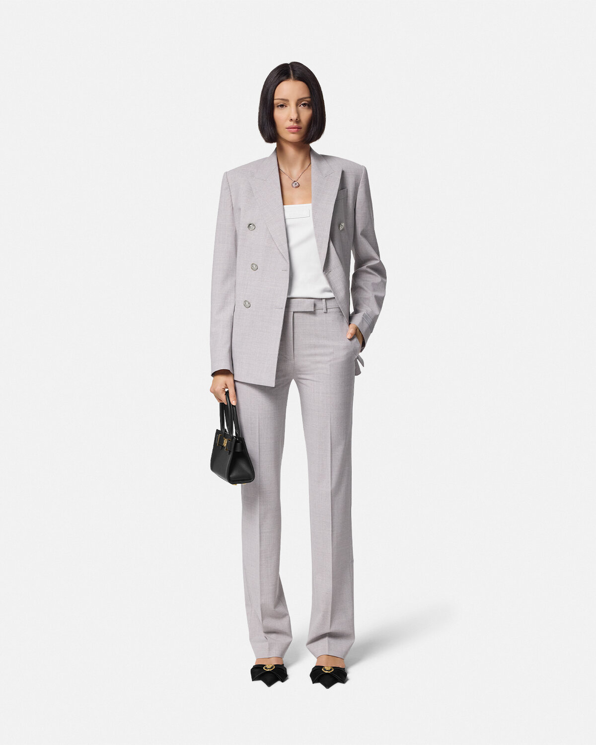 Versace Straight-leg Tailored Pants With Refined Finish In White