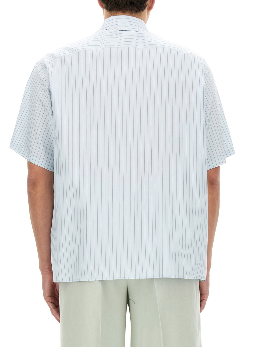 Shop Lanvin Striped Short-sleeved Shirt In White