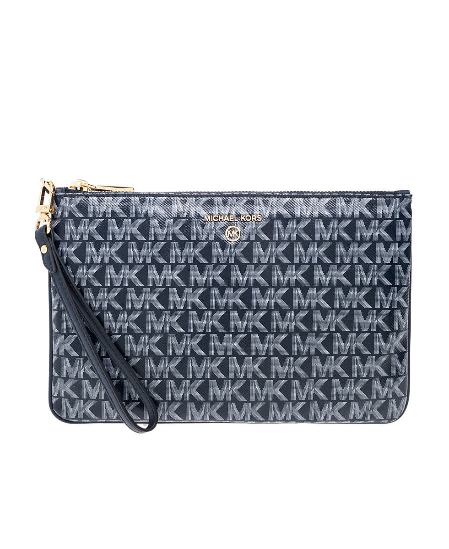 Michael Michael Kors Jet Set Charm Logo-plaque Wristlet In Black
