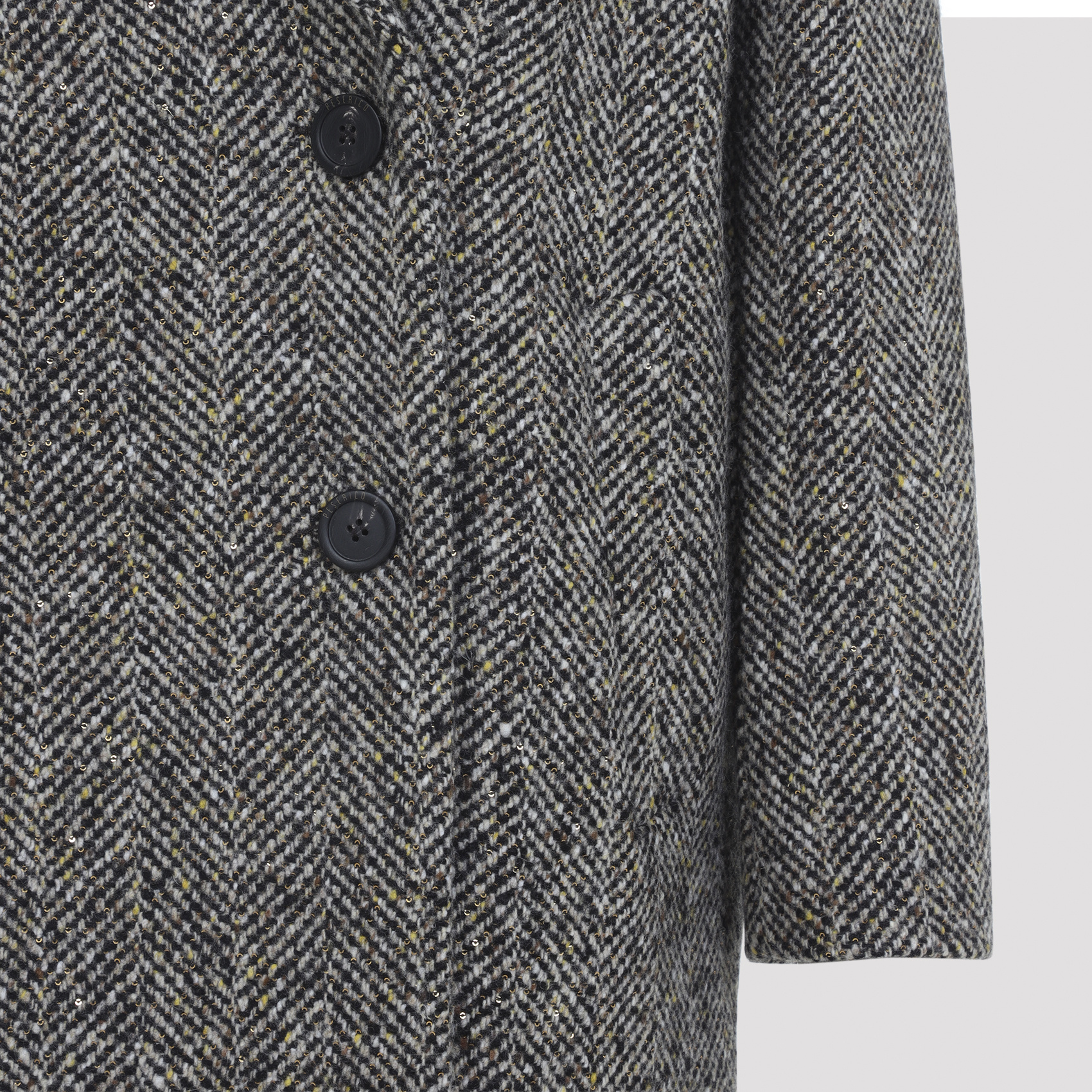 Peserico Textured Herringbone Mid-length Coat With Notched Lapel In Gray
