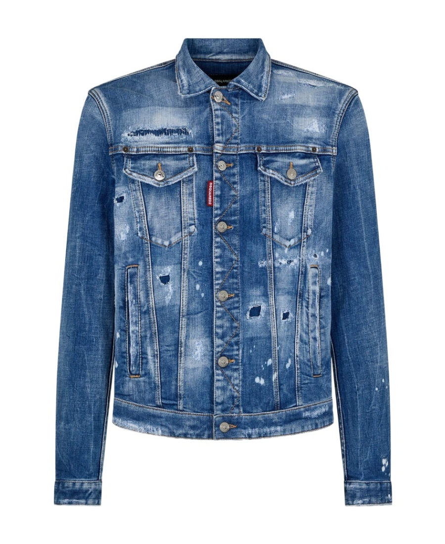 Dsquared2 Dan Distressed Buttoned Denim Jacket In Blue