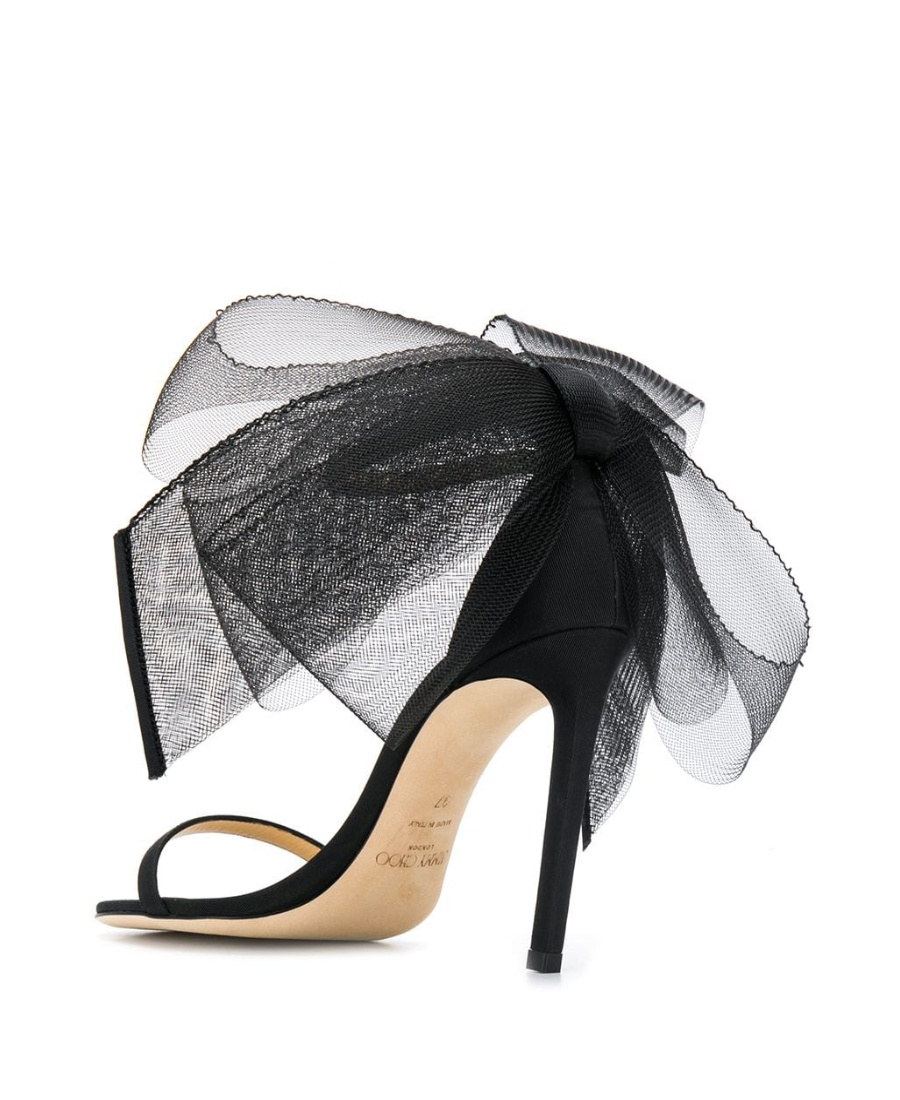 Jimmy Choo Aveline 100 Bow Detailed Sandals In Black
