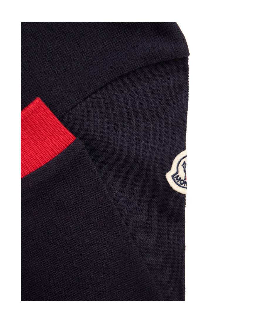 Moncler Lapel Long-sleeved Polo Shirt In Blue
