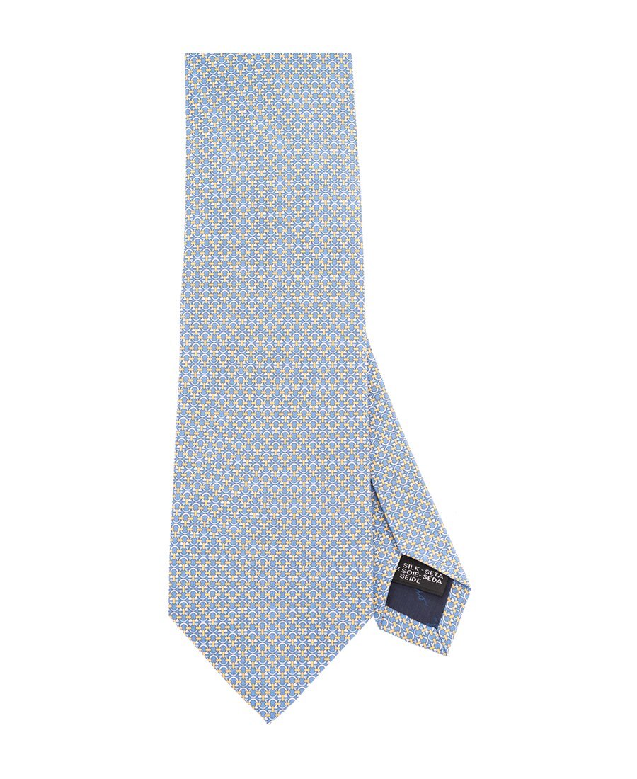 Ferragamo Gancini Pattern Tie In Blue
