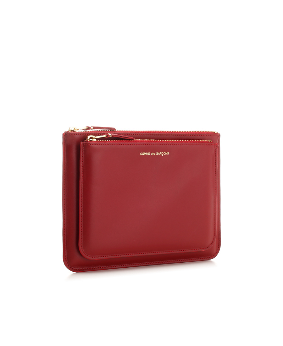 Comme Des Garçons Logo Wallet In Red