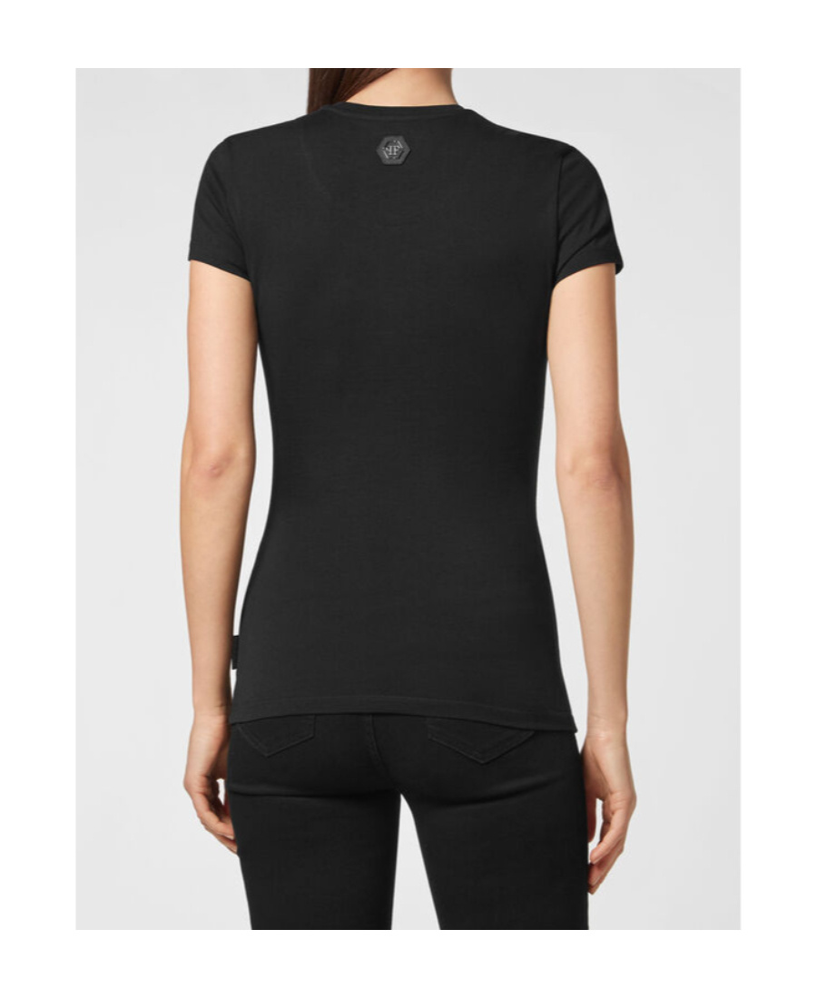 Shop Philipp Plein Rhinestone Logo T-shirt In Black
