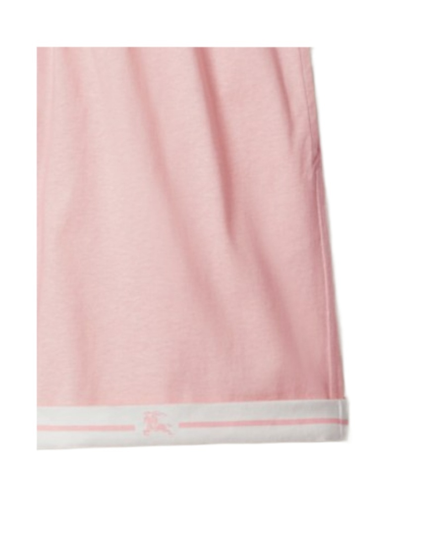 Burberry Elastic Waistband Cotton Shorts With Contrast Trim In Pink