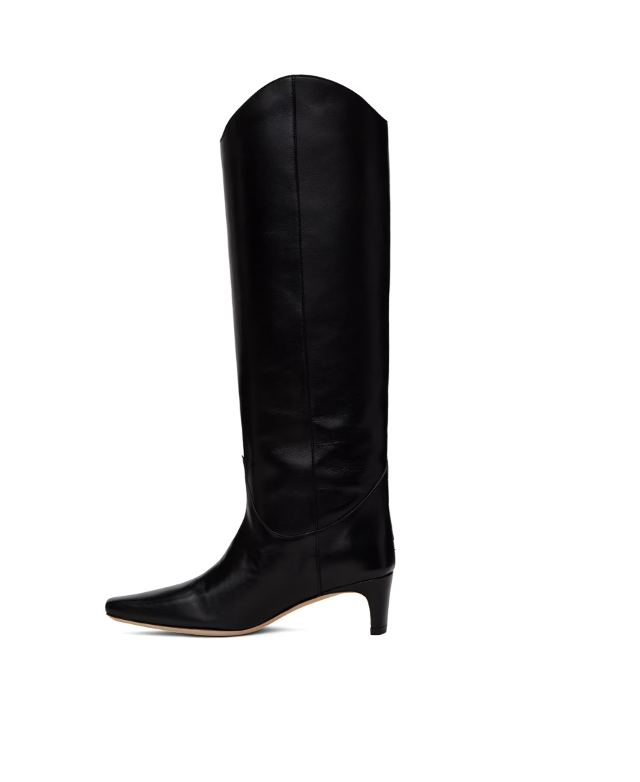 Staud Stitching Design High-heeled Boots In Black