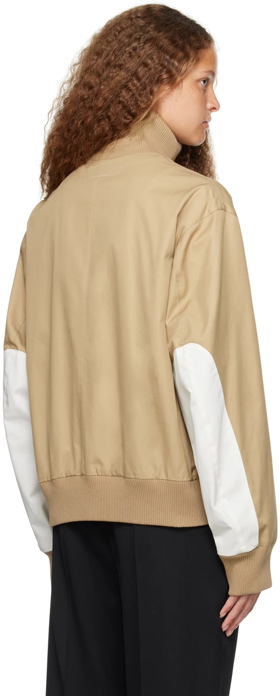 Shop Mm6 Maison Margiela Twill Zipper Casual Jacket In Nude