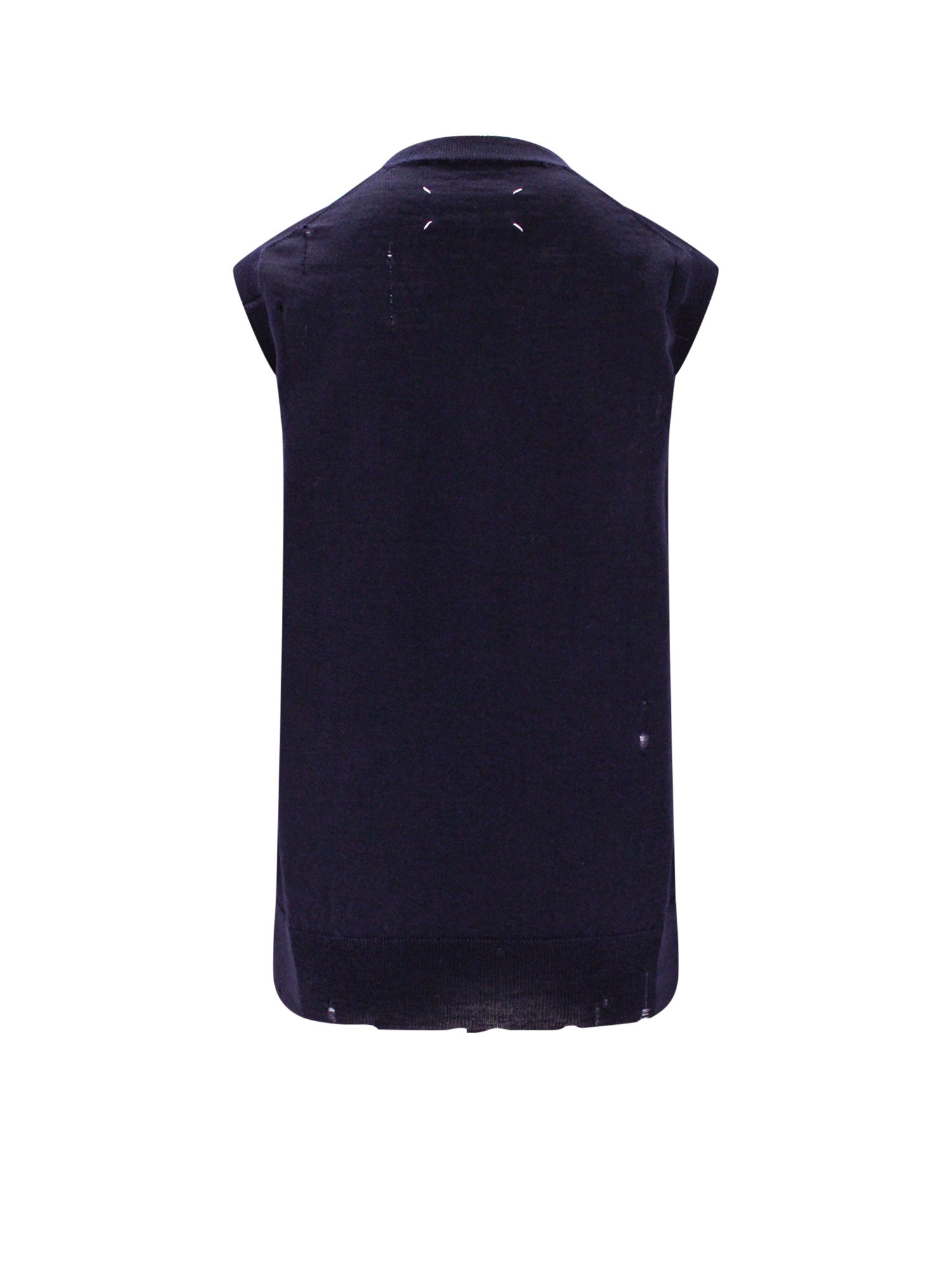 Maison Margiela Distressed Wool Vest In Black