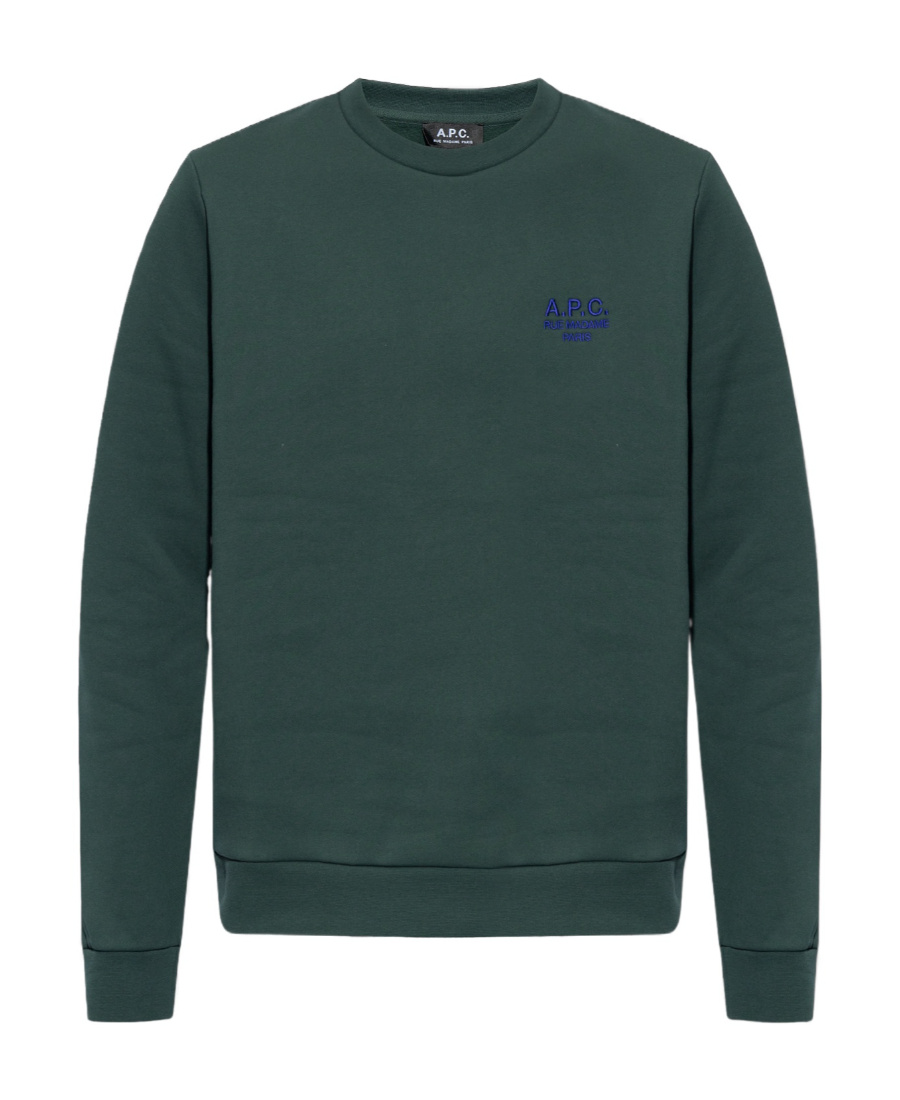 Apc A.p.c. Rider Logo-embroidered Crewneck Sweatshirt In Green