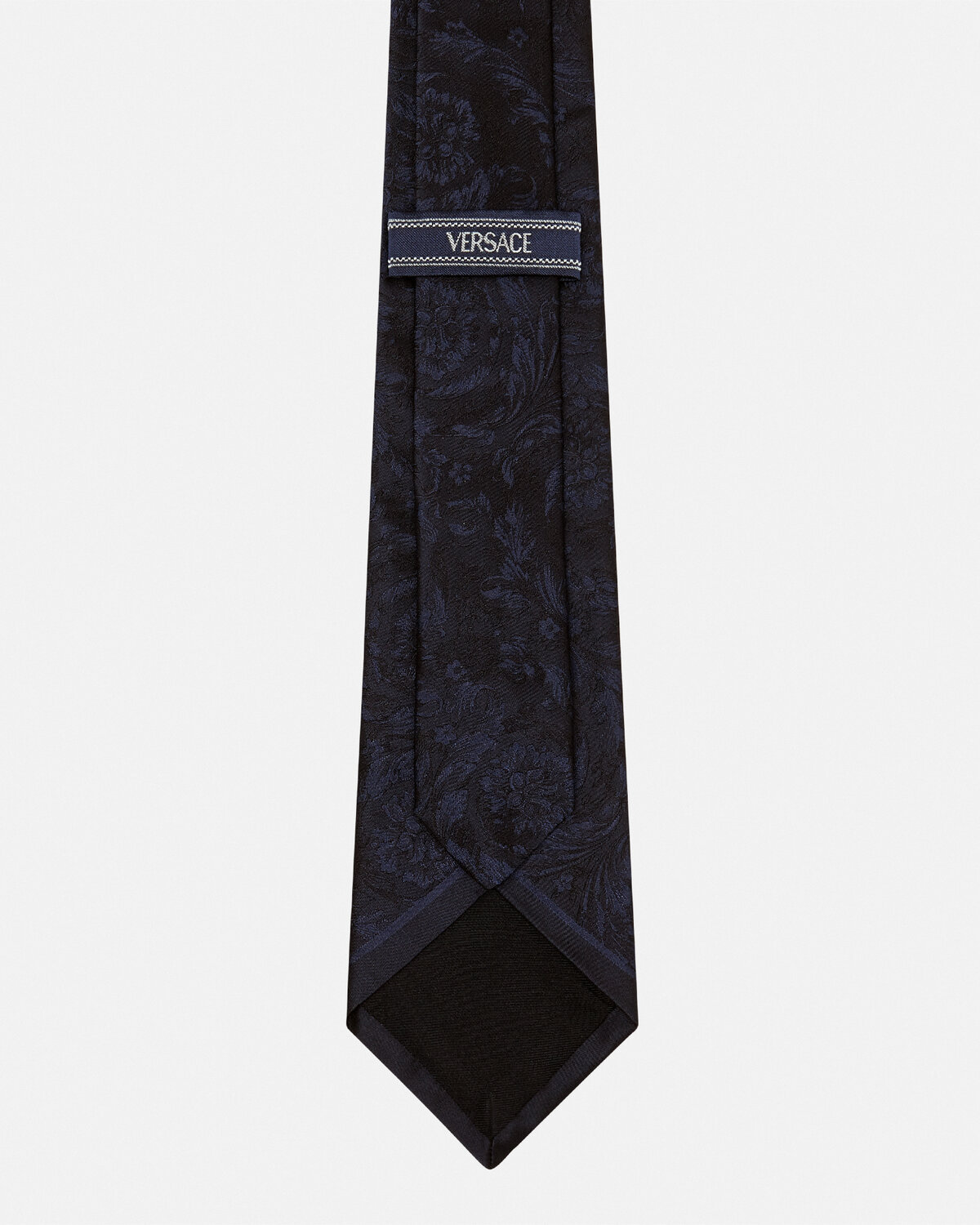 Versace Barocco Silk Tie In Black