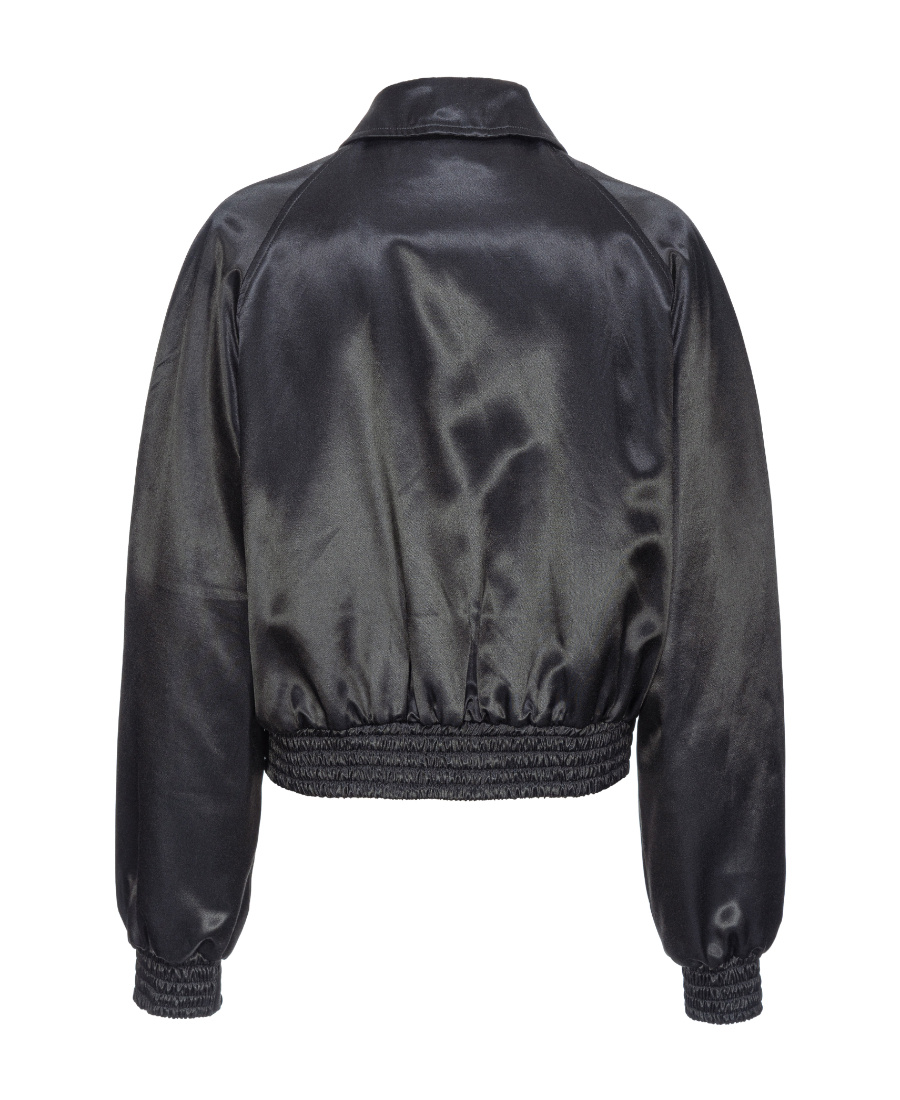 Pinko X Patrick Mcdowell Satin Bomber Jacket In Black