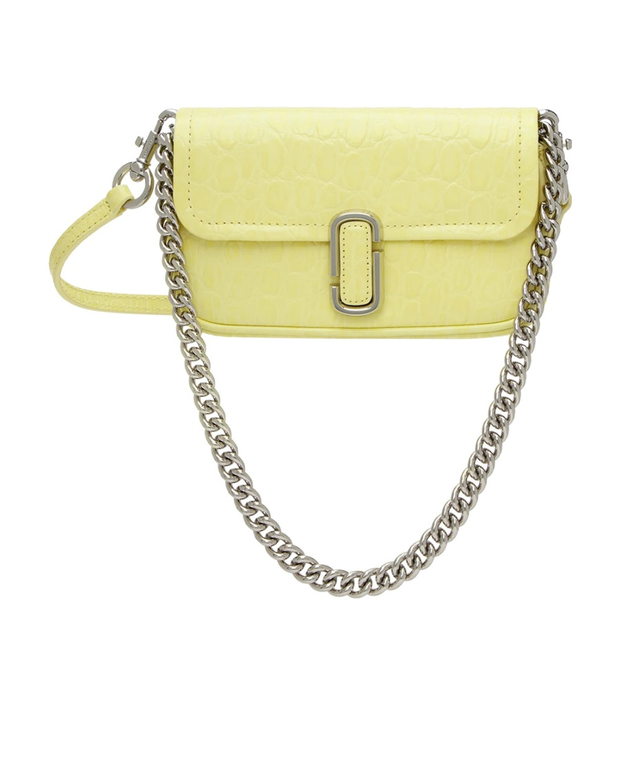 Marc Jacobs Yellow Mini Croc-embossed 'the J Marc' Shoulder Bag In Yellow