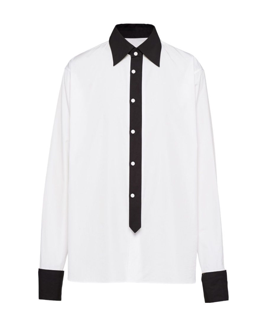 Prada White Poplin Oversize Shirt In White