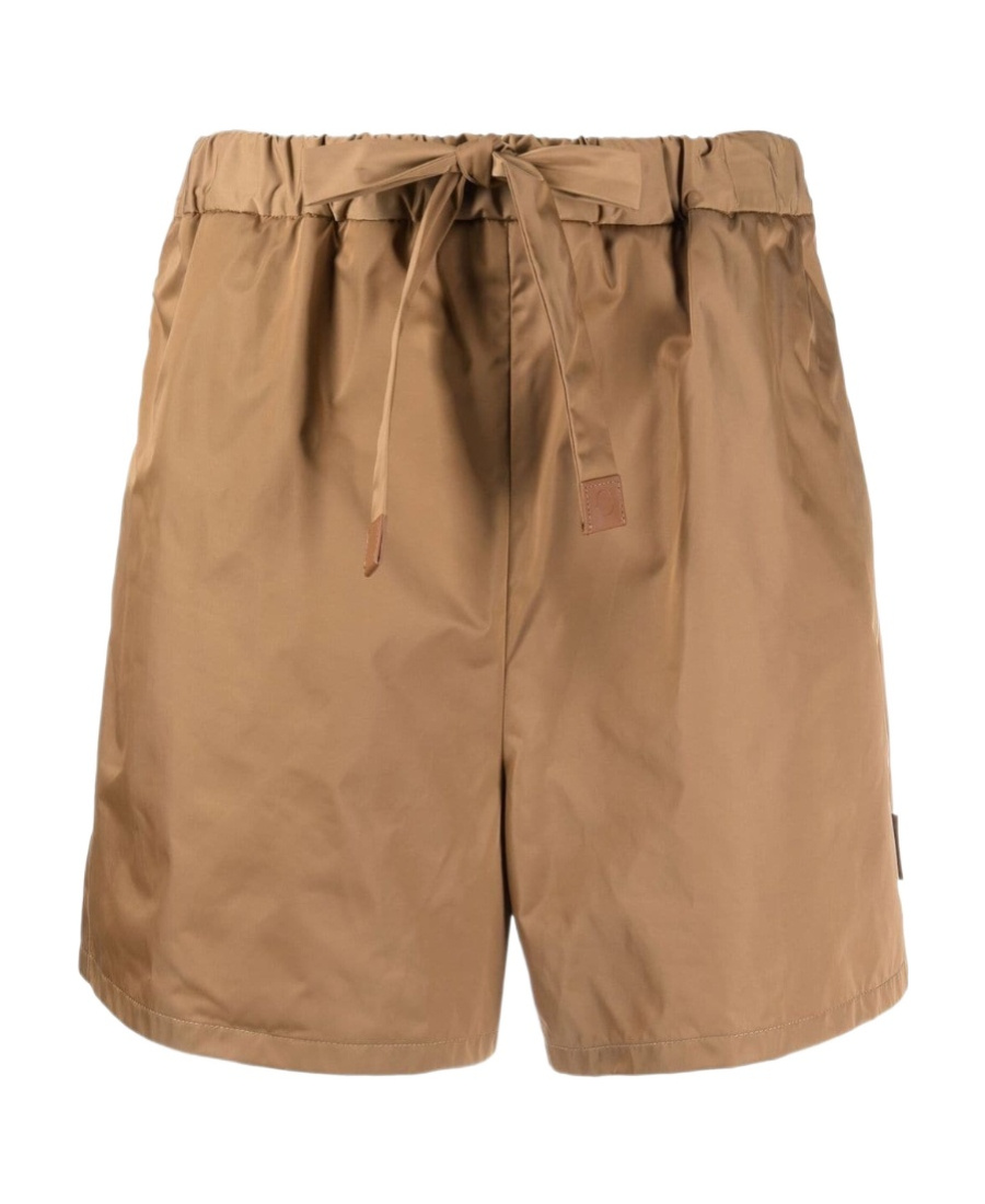 Moncler High-waisted Drawstring Shorts In Brown