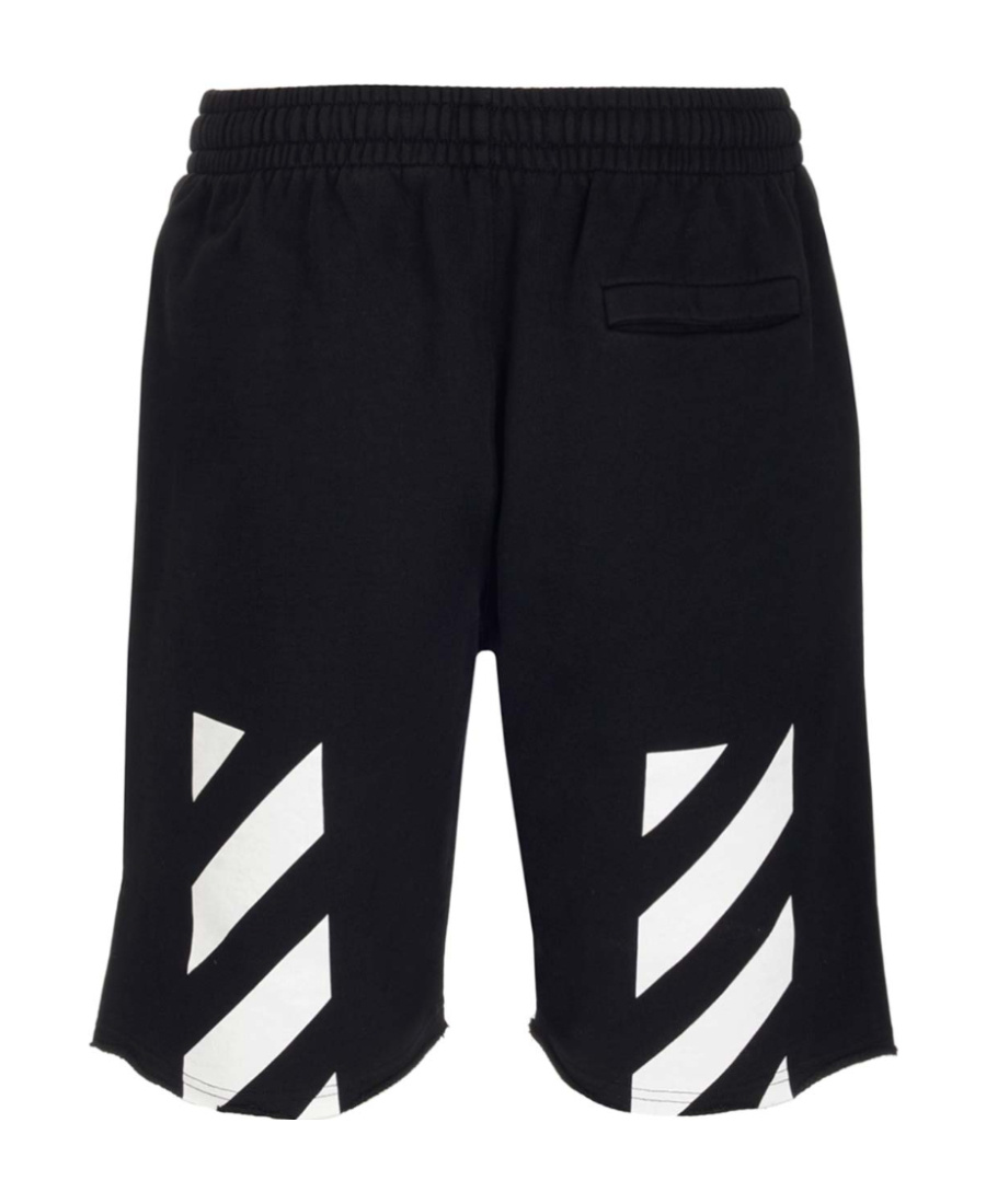Off-white 'spray Arrow' Black Shorts With Logo Lettering On The Front And Logo Print On The Rear In Black