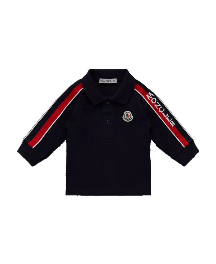 Moncler Logo-patch Striped Polo Shirt In Blue