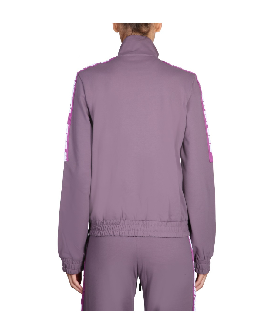 Off-white Chic High Collar Sweatshirt With Logo Bands For Women In Gray