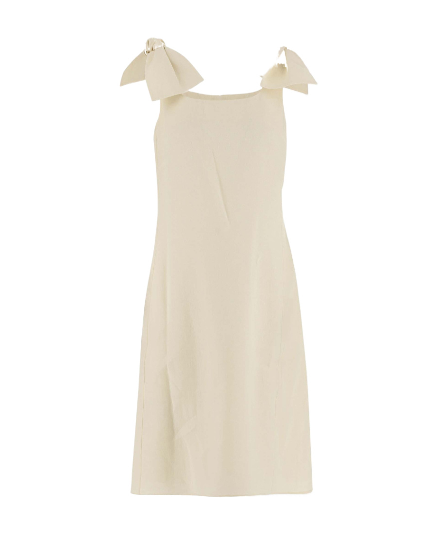 Chloé Chloè Linen Dress With Bows In Nude
