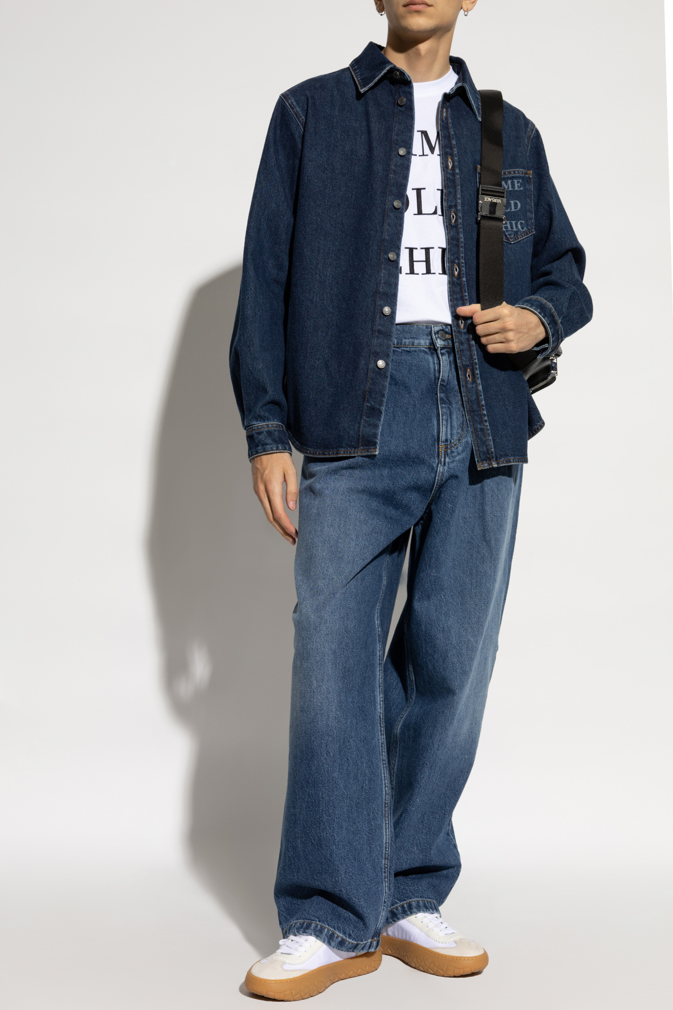 MOSCHINO MOSCHINO LOGO PATCH WIDE-LEG JEANS