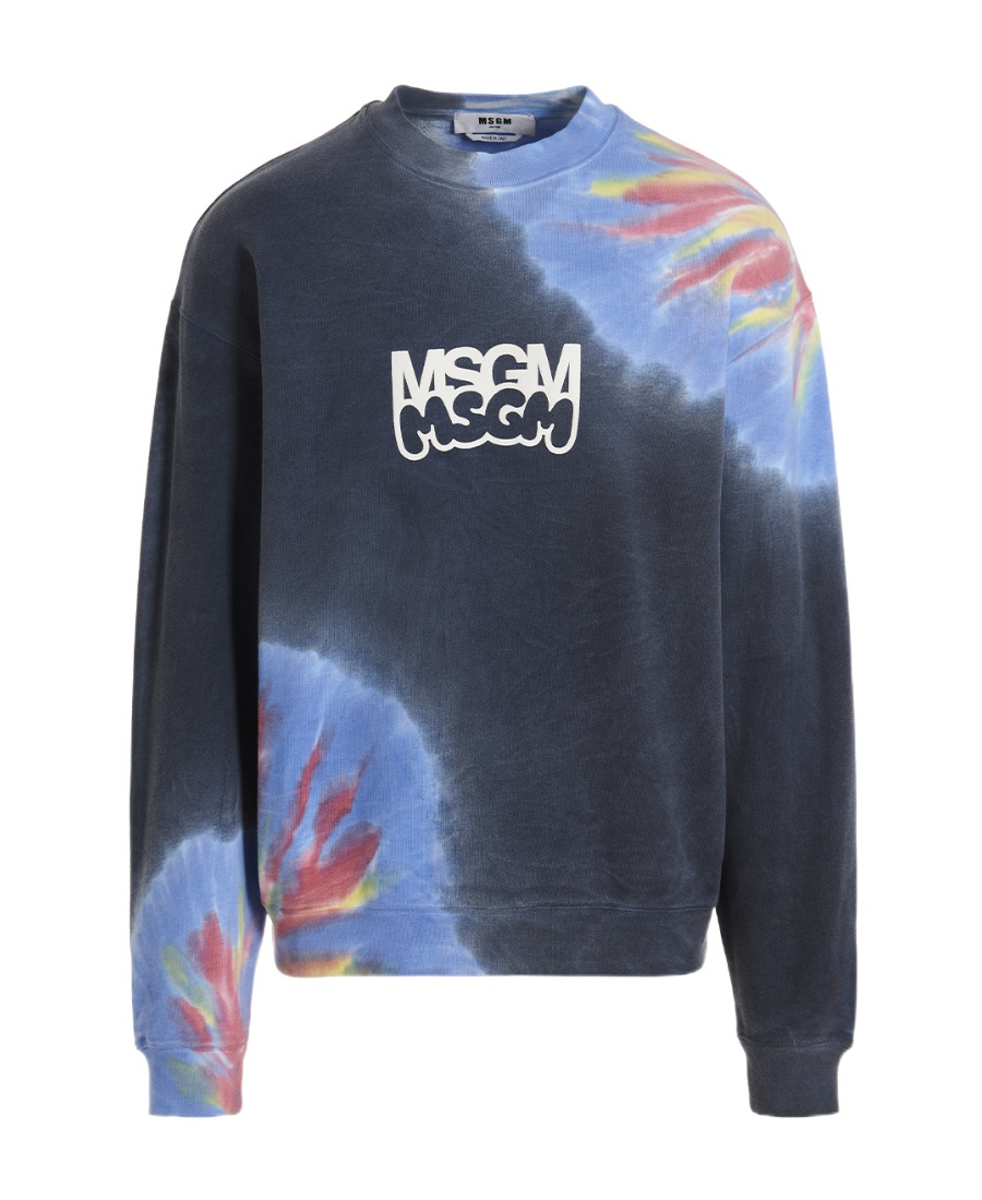 Msgm Burro Studio Logo Print Tie Dye Sweatshirt In Black