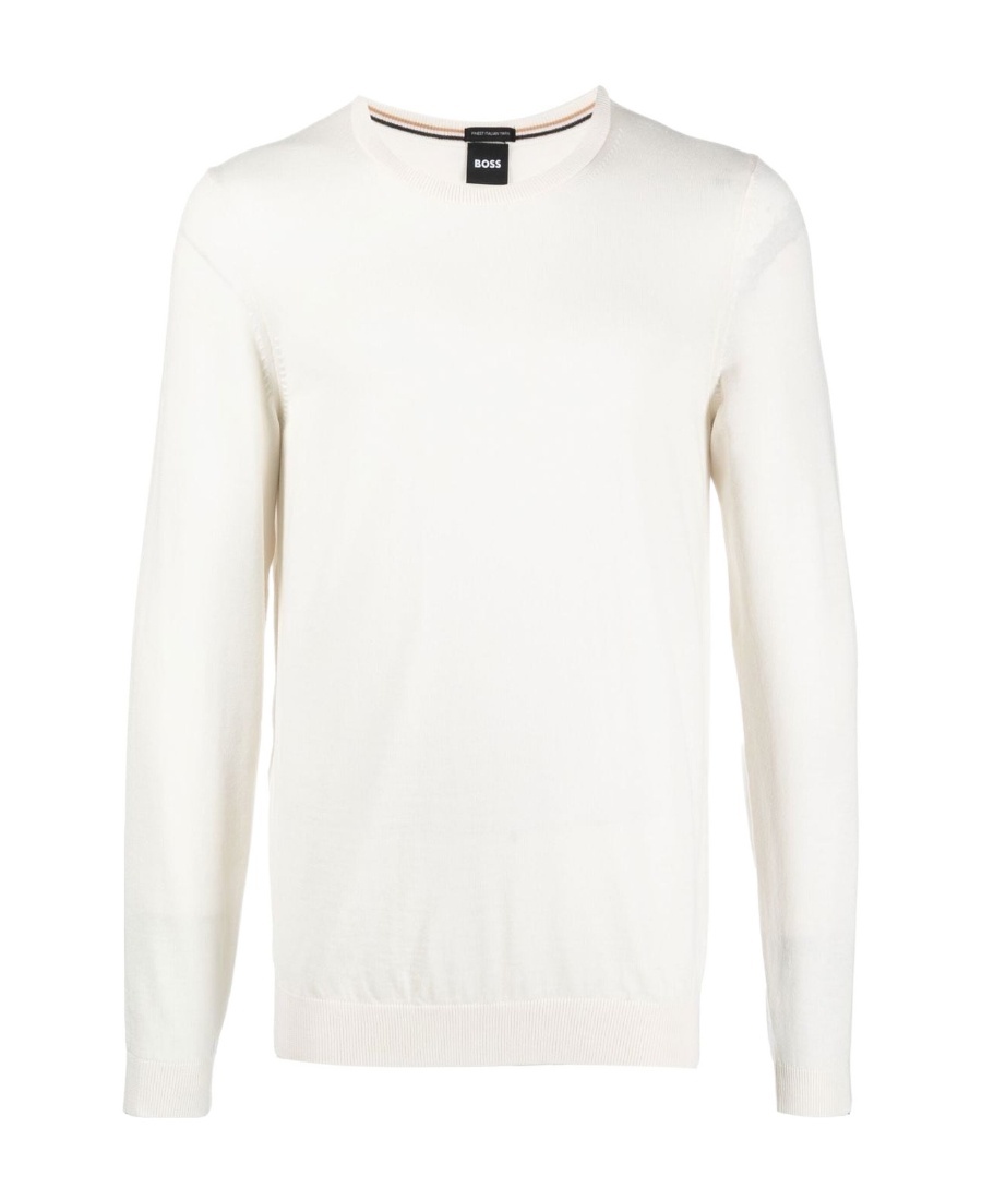 Hugo Boss Logo-embroidered Cotton Jumper In White