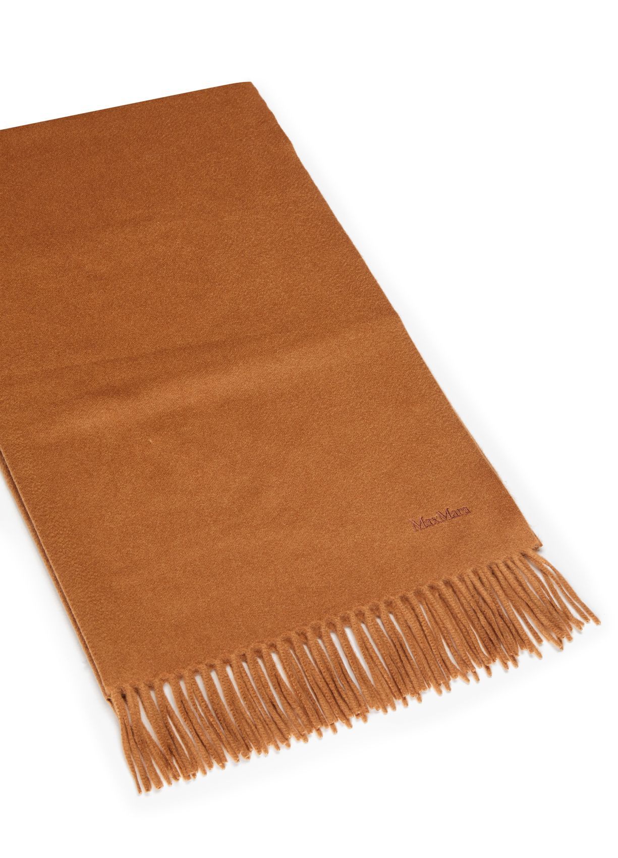 Max Mara Cashmere Stole With Embroidery And Fringing In Brown