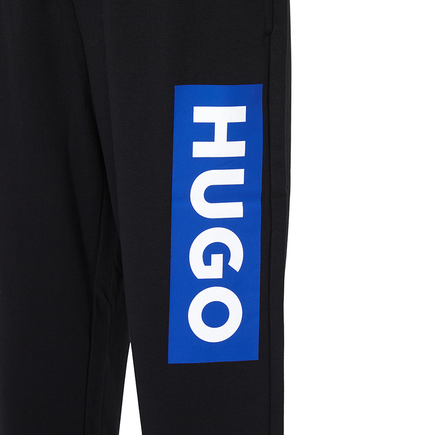 Hugo Boss Cotton-terry Tracksuit Bottoms With Logo Print In Black